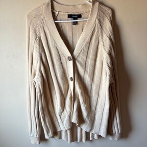 Forever 21 Beige Button-Up Women Oversized Cardigan Sweater